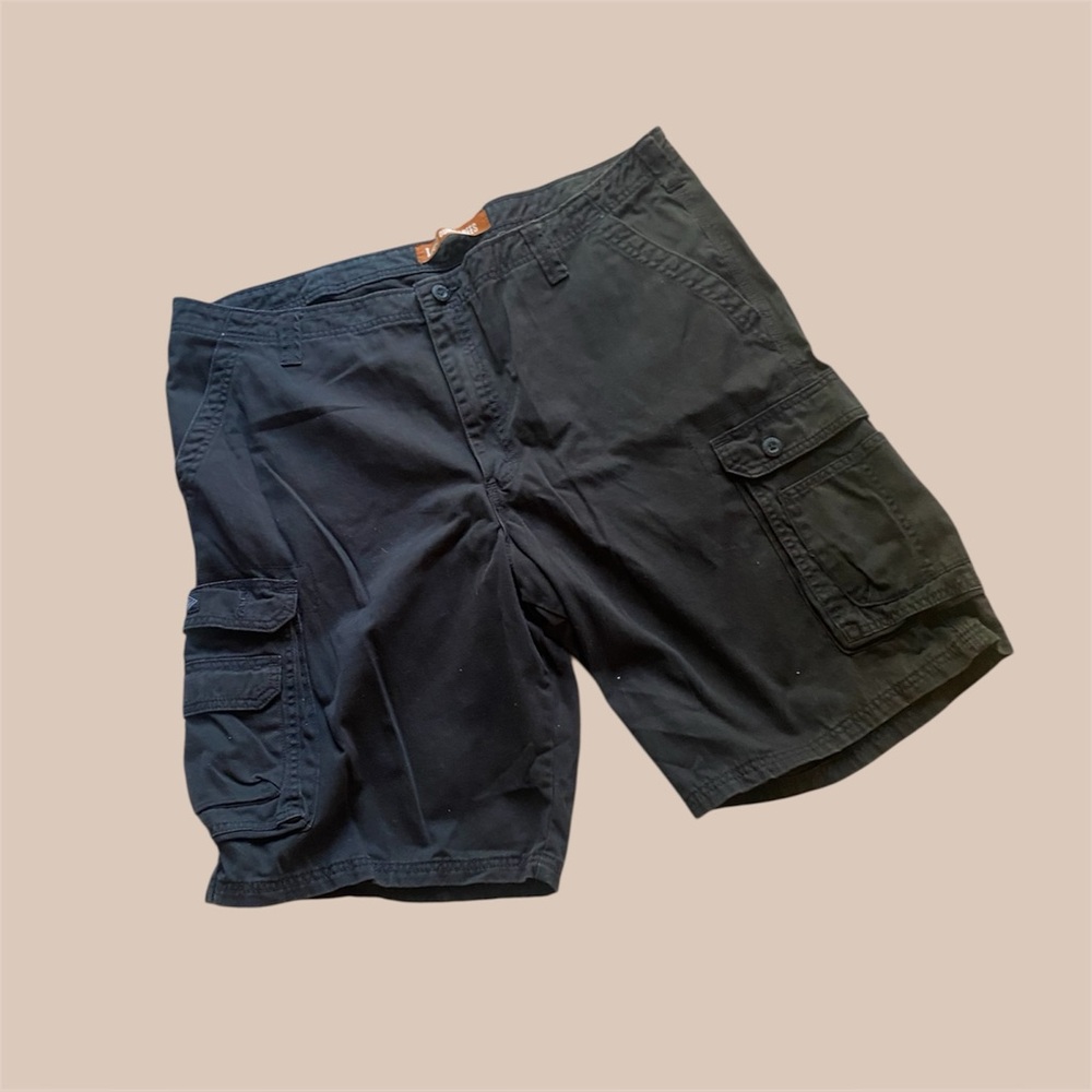 Lee Dungarees Men's 42 Shorts Black Flat Front Cargo Baggy Utility Workwear